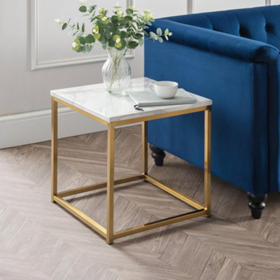 Julian Bowen Scala Side TableWhite Marble And Gold from B&Q