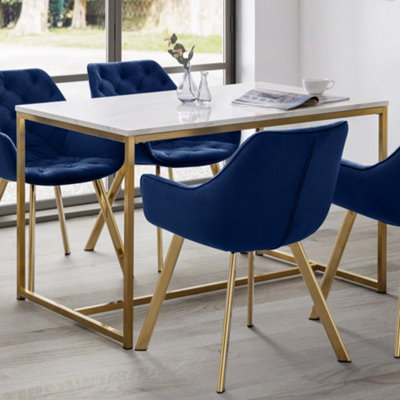 Julian Bowen Scala Dining Table, Gold, Gold & White | Modern Kitchen Table for Dining Room, 120cm Width, Seats up to 4 People - Image 10