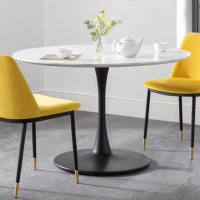 Julian Bowen Round Pedestal Dining Table - Black and White - 4 Seater - Image 9