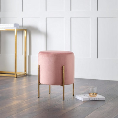 B&Q -  Harrogate Round Upholstered Dressing StoolPink
