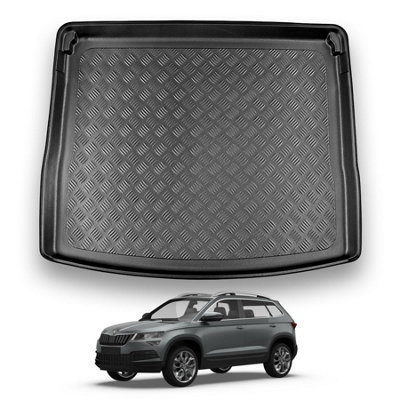 B&Q -  Skoda Karoq (2017+) Boot Liner (Upper Boot Position) Tailored Boot Protector Waterproof Raised Edges Custom Fit Accessory