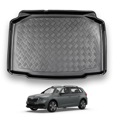 B&Q -  Skoda Kamiq (2019+) Boot Liner (Non-Adjustable Boot Floor) Tailored Boot Mat Protector Waterproof Raised Edges Accessory