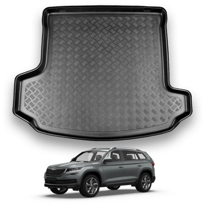 Nomad Skoda Kodiaq (2017-2023) Boot Liner (Fits 7 Seats Model With 3Rd Row Folded) Tailored Fit Boot Mat Protector Waterproof from B&Q