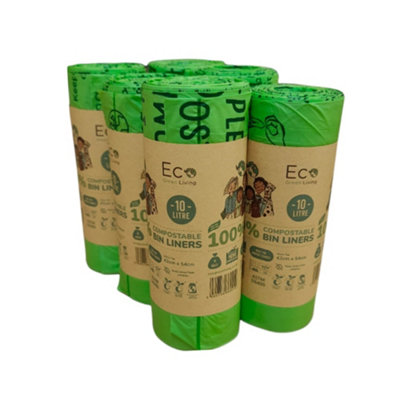B&Q 10L Compostable Waste Bags 6 Rolls Of 18 Bags Eco Living Green
