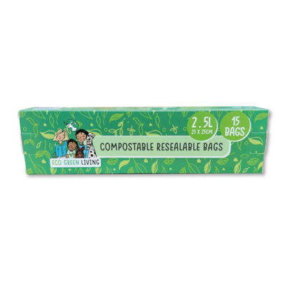 Compostable Resealable Zip Lock Bags Large  2.5 Litre from B&Q