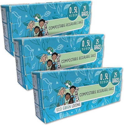 Compostable Resealable Zip Lock Bags Small  0.5 Litre (75 Bags) from B&Q
