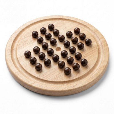 The Magic Toy Shop Peg Solitaire With Wooden Marbles Board Game Classic Traditional Strategy Game from B&Q