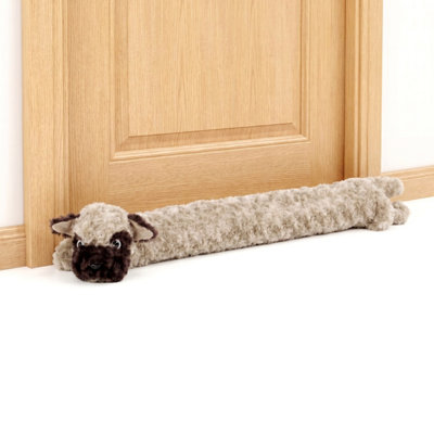 Geezy Draught Excluder Draft Door Stopper Novelty Fabric Fleece Beige Dog Design from B&Q