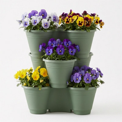 Geezy Stackable Strawberry Planters Set Of 3 Vertical Garden Tower Multi Tier Herb Pot from B&Q