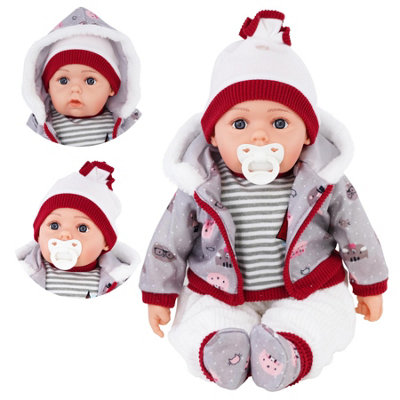 B&Q -  Baby Doll Boy 20" Lifelike Soft Body Sounds & DummyPebble Grey  Toy