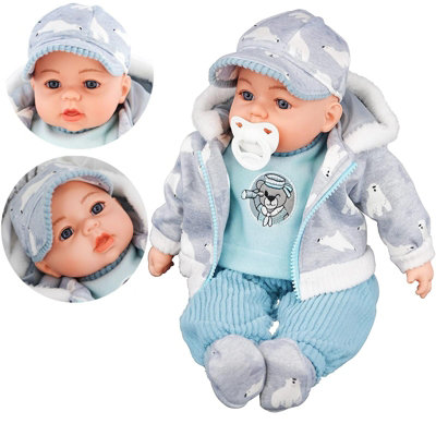 BiBi Doll Bibi Baby Doll Boy Grey 18 Inches Soft Body Lifelike With Sounds And Dummy Toy from B&Q