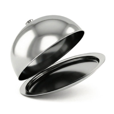 Mts Stainless Steel Food Cloche Dome Cover & Platter Bell Jar Serving Dish Plate from B&Q