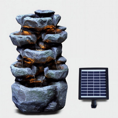 B&Q -  Solar Water Fountain Led Rock Solar Water Feature Home Garden Decoration