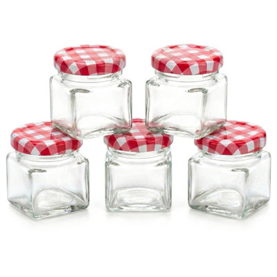 B&Q -  Small Glass Jars Screw Top Lids 50Ml Cosmetic Pots Crafts Jam Spices Storage 5Pc
