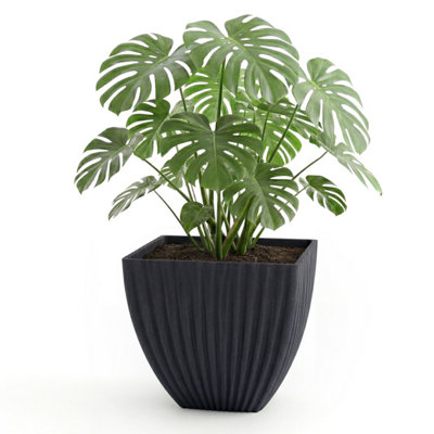 Geezy Anthracite Flower Planter Pot Square Indoor Outdoor Garden Large