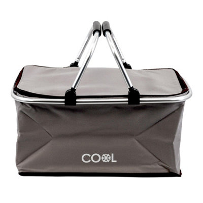 Geezy Insulated Folding Picnic 35 L Camping Shopping Bag Cooler Cool Basket Box Grey from B&Q