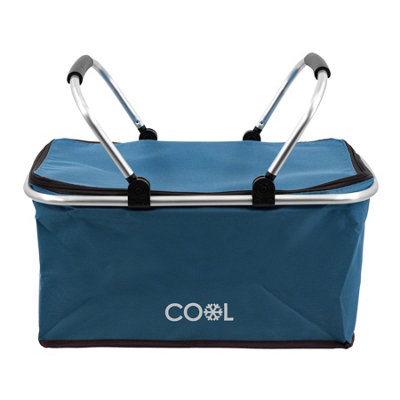 Geezy Insulated Folding Picnic 35 L Camping Shopping Bag Cooler Cool Basket Box Navy