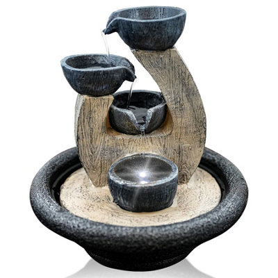 B&Q -  4 Bowls Water Feature Indoor Tabletop Led Fountain Waterfall Home Decor