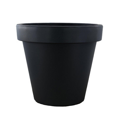 Geezy Flower Planter Garden Plant Pot Indoor Outdoor Small Round Anthracite Container from B&Q