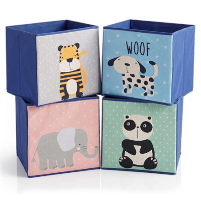 The Magic Toy Shop 4X Kids Storage Boxes Toy Organiser Cubes For Bedroom Nursery Clothes Books 30Cm - Image 3
