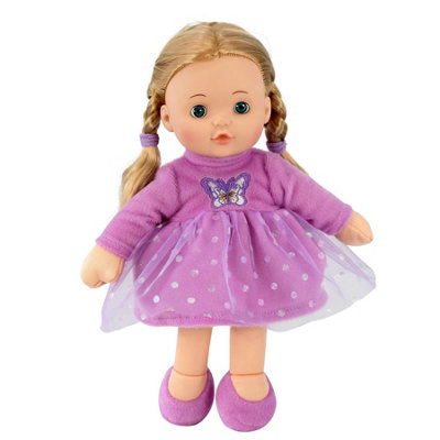 Bibi Doll Baby Doll Play Sleeping Cuddle Toy 12" Soft Purple Rag Doll Vinyl Head Bibi Doll from B&Q