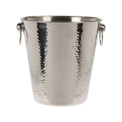 Geezy Stainless Steel Ice Bucket Hammered Champagne Drink Wine Cooler With Handles from B&Q