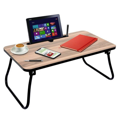 Geezy Portable Laptop Bed Tray Table Foldable Desk With Tablet Slot Sofa Work Eating from B&Q