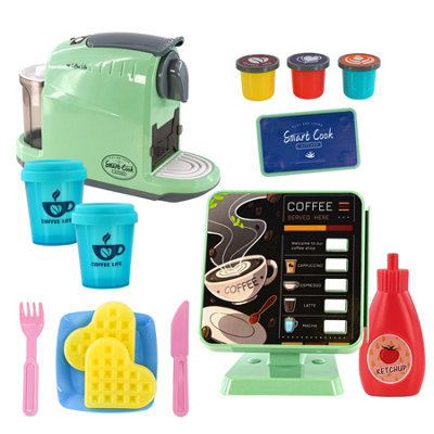 B&Q -  Toy Coffee Maker Set With Till & Accessories For Kids Sound Play Kitchen Cafe