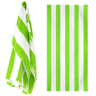 Geezy Large Microfibre Beach Towel Travel Camping Green Striped Holiday Pool Gym Towel from B&Q