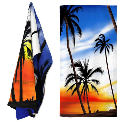 Geezy Beach Towel Microfibre Lightweight Sunrise Bath Towel Camping Travel Holiday from B&Q