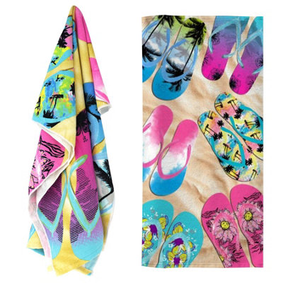 Geezy Beach Towel Microfibre Lightweight Flip Flops Bath Towel Camping Travel Holiday from B&Q