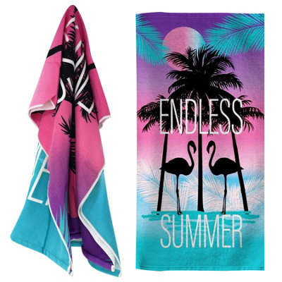 Geezy Beach Towel Microfibre Lightweight Flamingo Bath Towel Camping Travel Holiday from B&Q