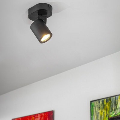 CGC Lighting Modern Round Ceiling Wall LED Spotlights Adjustable Light Surface Mount (Black, Single) - Image 4