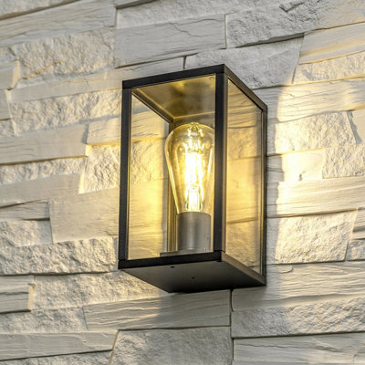 B&Q -  Cgc Sienna Black Outdoor Garden Wall Porch Patio Lantern Light