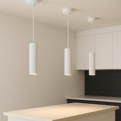 CGC Lighting Cgc Ruth White Suspended Cylinder Ceiling Light Adjustable Pendant from B&Q
