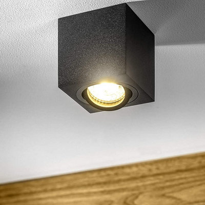 CGC Lighting Cgc Sasha Black Square Surface Mount Tilt Ceiling Spotlight from B&Q