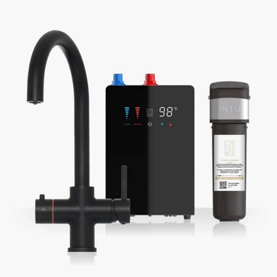 B&Q -  4Our Matt Black & Nexus 4-1 Swan Instant Boiling Water Tap