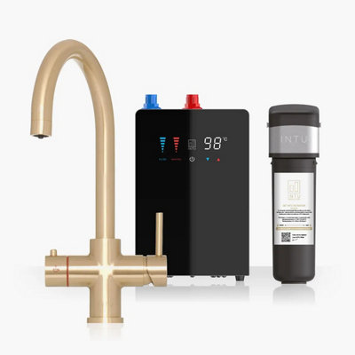 B&Q -  4Our Brushed Gold & Nexus 4-1 Swan Instant Boiling Water Tap