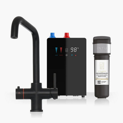 B&Q -  4Our Matt Black & Nexus 4-1 Square Instant Boiling Water Tap