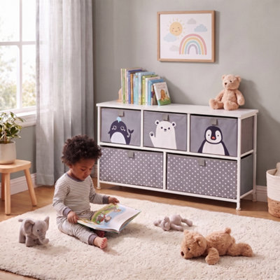 Liberty House Toys 5 Drawer Storage Chest Unit - Grey - Kids Furniture - Image 6