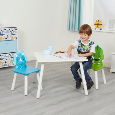 Liberty House Toys Kids Dinosaur Table and Chairs Set - White - Wood - Image 8