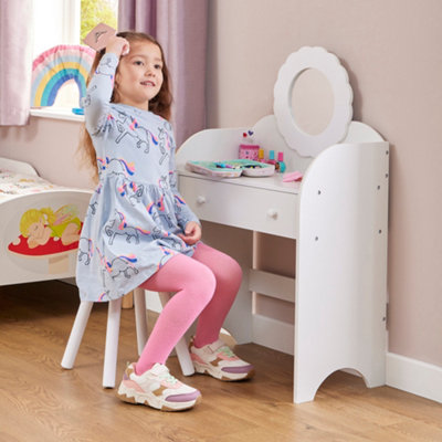 B&Q -  Kid's White Dressing Table And Stool Set