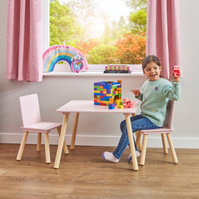 Liberty House Toys Kids Pink And Pinewood Table And Two Chairs Set from B&Q