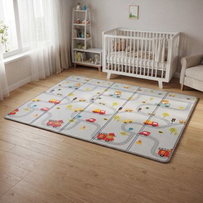 Liberty House Toys Reversible Toddler Play Mat ¿ Alphabet & Roads - Grey, Beige, Red, Orange - Image 5