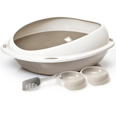 Cat Centre.Direct Cat Centre Blue Bundle Of Jumbo Oval Litter Tray With High Rim + 2 X Gusto Bowls 0.3L + Geo Scoop from B&Q
