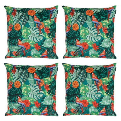 B&Q -  Indoor And Outdoor Waterproof Filled Cushion Set Of 4 Green Parrot