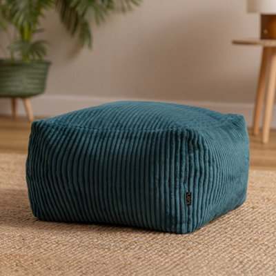 B&Q -  Amara Beanbag Footstool Corduroy Teal