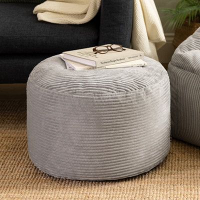 icon Milano Beanbag Footstool Corduroy Grey from B&Q