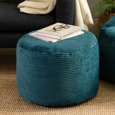 icon Milano Beanbag Footstool Corduroy Teal from B&Q