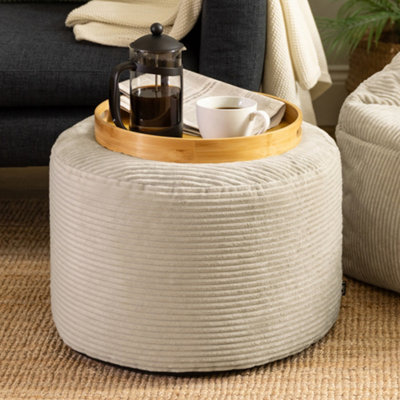 icon Milano Beanbag Footstool Corduroy Natural Beige from B&Q